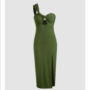 Cider Solid One-Shoulder Midi Dress